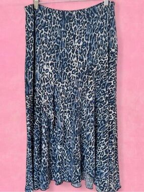 Chapter Blue Animal-Print Midi Skirt